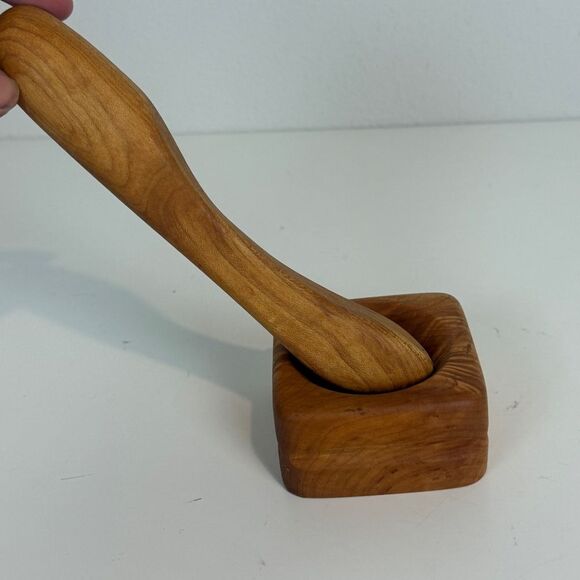 Handmade Wooden Mortar & Pestle Set - Picture 5 of 7